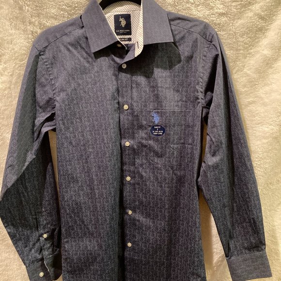 US Polo Assn Slim Fit Easy Care Small (14-14.5) Long Sleeve Button Down - Picture 1 of 6